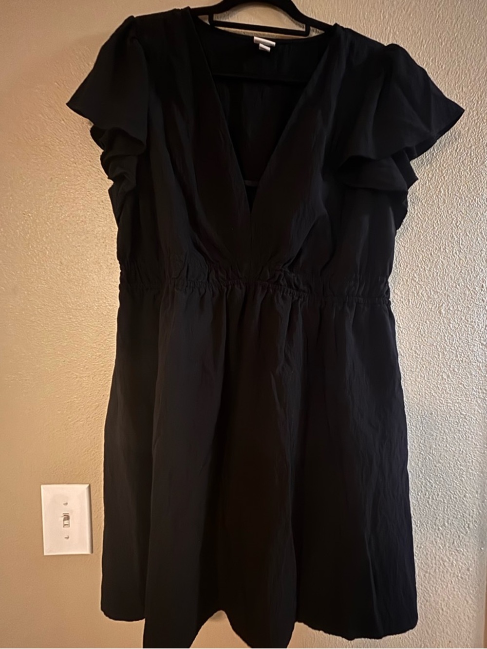 a new day Black V-Neck Flutter Sleeve Mini Dress